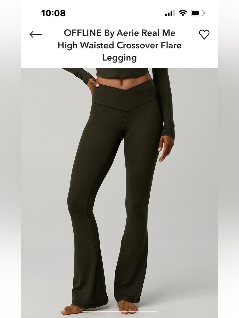OFFLINE by Aerie Real Me High-Waisted Crossover Flare Legging - brown
